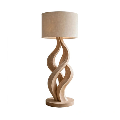 Modern Wave Sculpture Floor Lamp - Solid Ash Wood