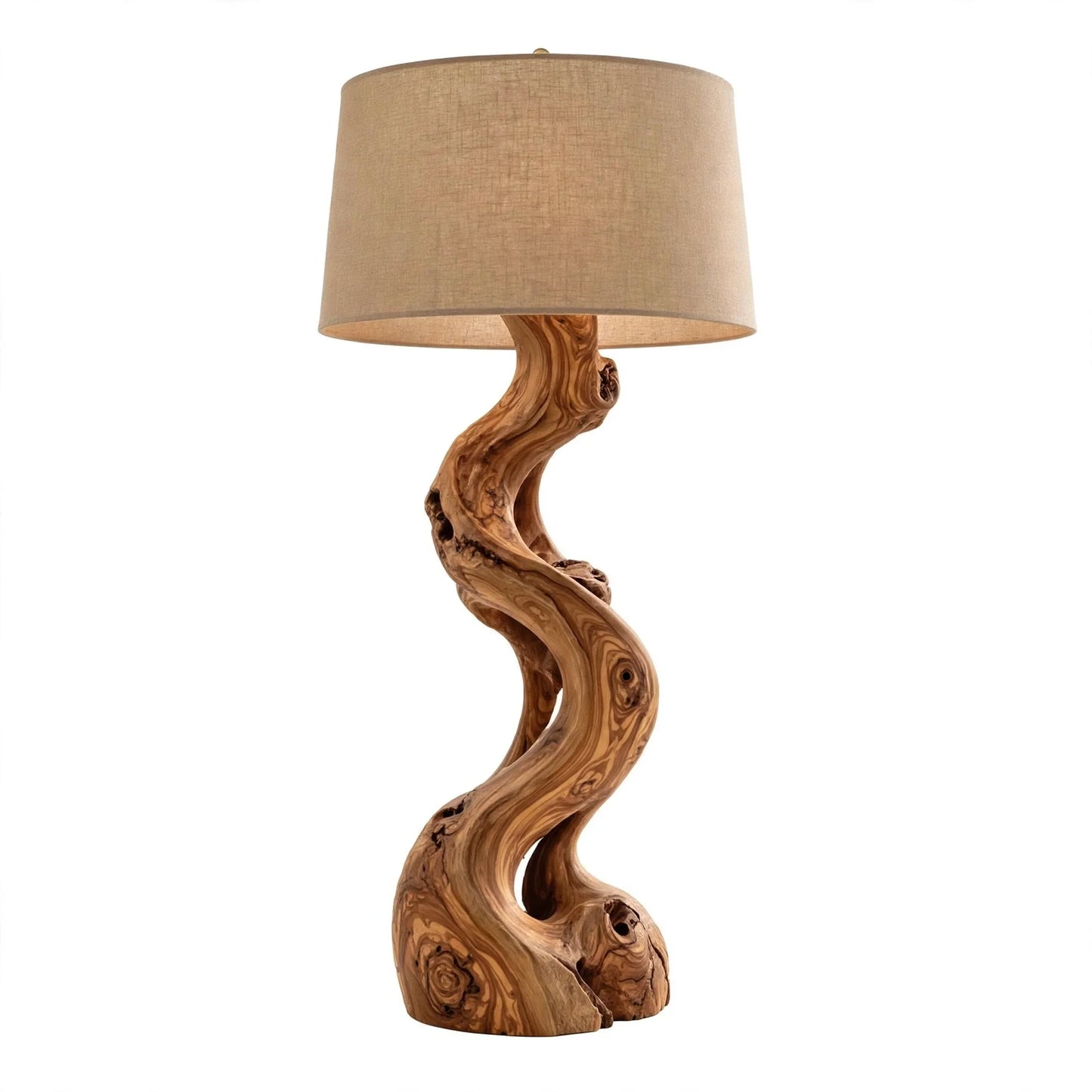 The Sinuous Olive Wood Table Lamp