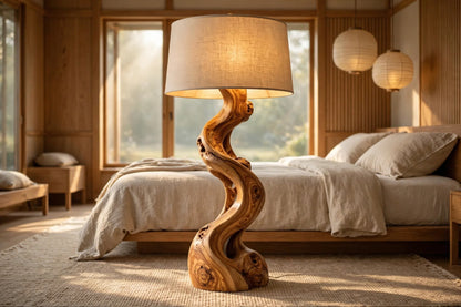The Sinuous Olive Wood Table Lamp