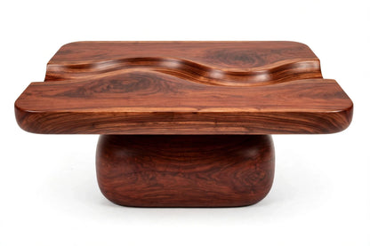 River Flow Coffee Table - Solid Mahogany Sculptural Coffee Table with Carved River Channel | Handcrafted