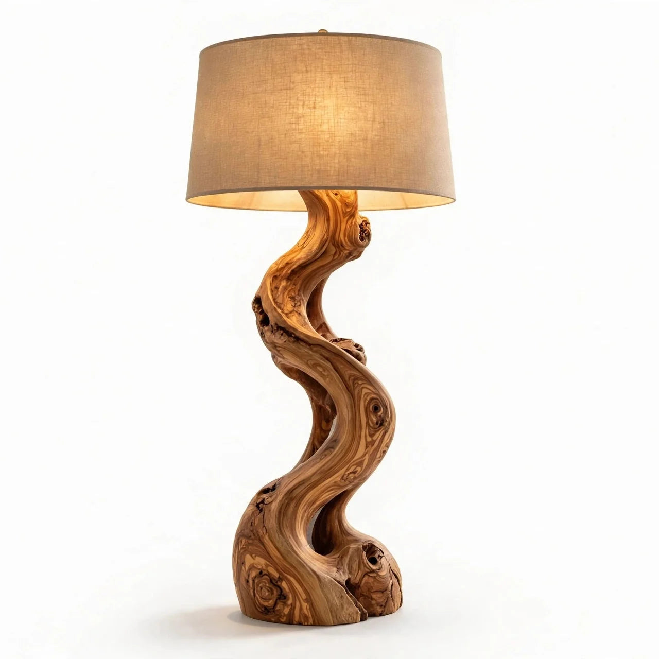 The Sinuous Olive Wood Table Lamp
