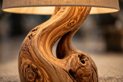 The Sinuous Olive Wood Table Lamp