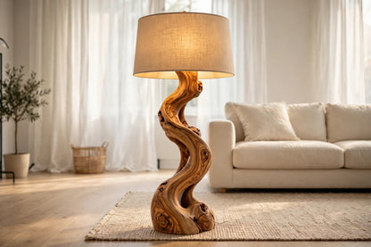 The Sinuous Olive Wood Table Lamp